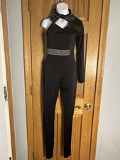 Kelle Company Black Rhinestone Embellished Unitard Dance Costume Teen