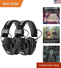 2 Pack Electronic Ear Protection Muffs with 4X Sound Amplification for Shooting