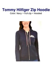 Tommy Hilfiger Women  s Full  Zip Hoodie Sweatshirt, Navy  Sky Captain  
