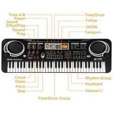 61-Key Digital Music Piano Keyboard with Mic - Portable Electronic Instrument