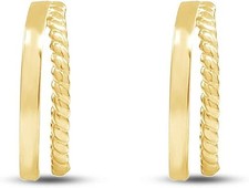 Double Line Huggie Hoop Earrings in 14k Gold Plated Sterling Silver
