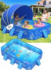2026 Kiddie Pool with Canopy,Baby Swimming Pool for Toddler,Non-Inflatable Po...