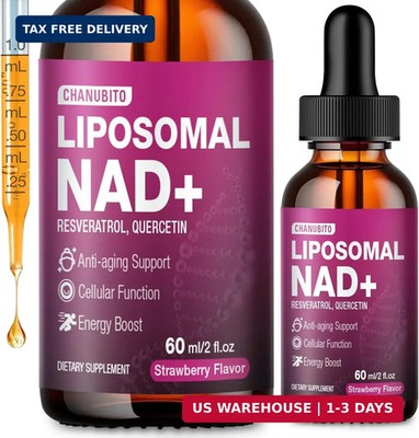1200mg NAD+ Supplement Liquid Drops Resveratrol Quercetin Anti-Aging Brain Energ