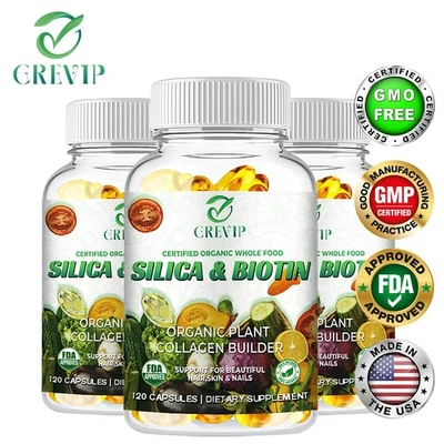 GREVIP Cápsula de sílice y biotina - Apoya la salud del cabello, la piel, las uñas, la producción de energía