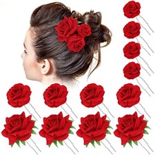 12 Pcs Rose Hair Clip Mexican Hair Accessories for Flamenco Dancer Women