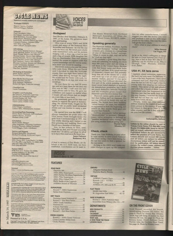 1997 March 19 Cycle News - Vintage Motorcycle Newspaper Foto 2 de 2