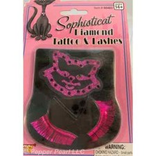 Lash Tattoo Set Sophisticat Diamond Pink Glitter Jeweled Cat Metallic Reusable