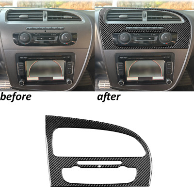Real Carbon Fiber Console AC Climate Switch Panel Trim For Seat Leon MK2 2005-12
