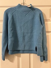 Cashmere Cable Knit Wool Cashmere Sweater Women's Blue, XS Retail 298