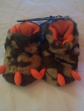 Wonder Nation, Infant Boys-Monster Claw Slippers House Shoes Camo Green/Orange