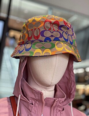 Coach Rainbow Signature Bucket Hat NWT One Size C9122 L38  display picture 3