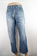 Flypaper Jeans Bootcut 34 X 29 Men's Denim Jeans Medium Wash Zip Fly Distressed