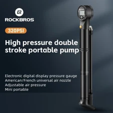 ROCKBROS Bike Pump 320PSI High Pressure Barometer Aluminum Alloy AV/FV Change