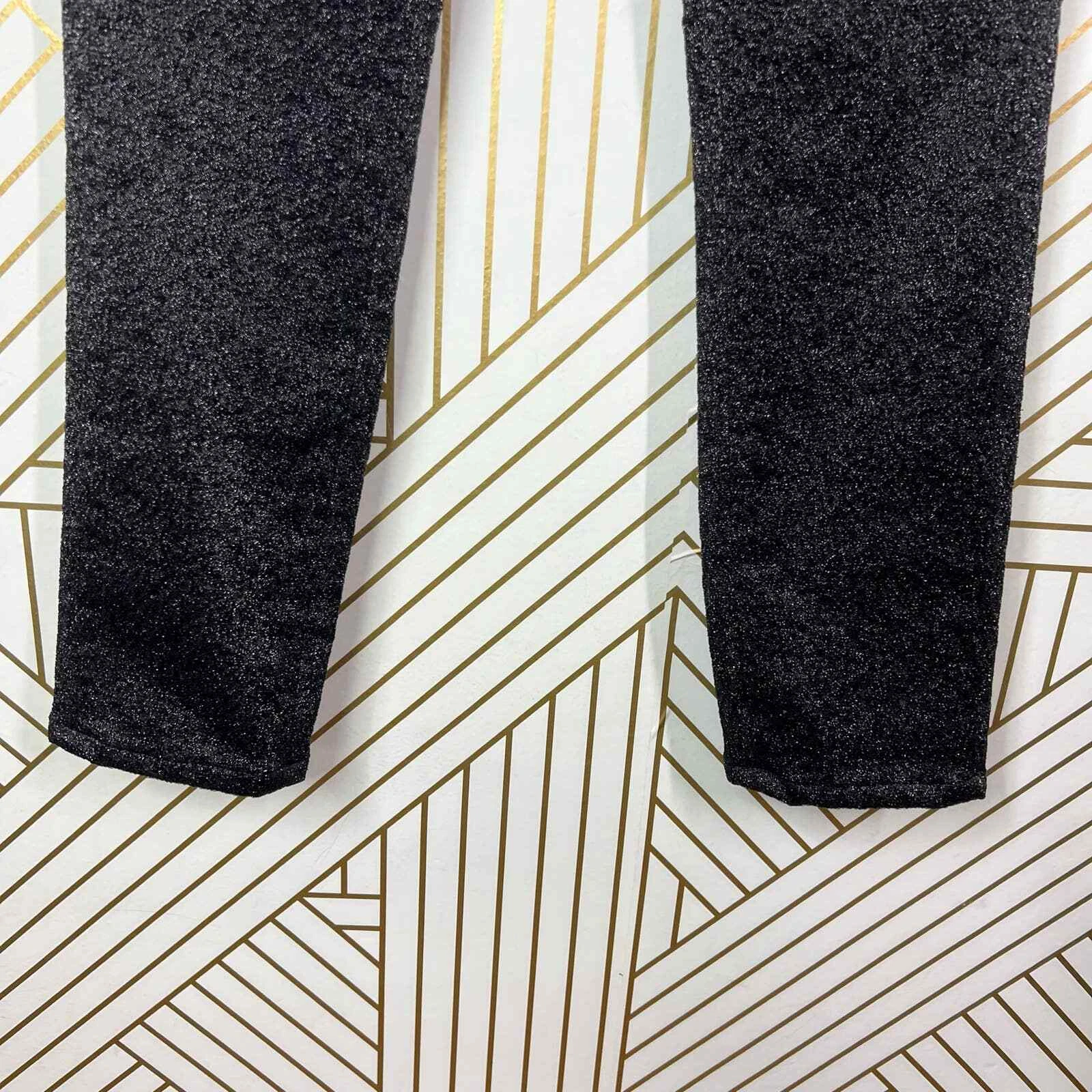 Pantalone Alexander Wang Drainpipe skinny elasticizzato glitter metallizzato nero nuovo con etichette taglia 0