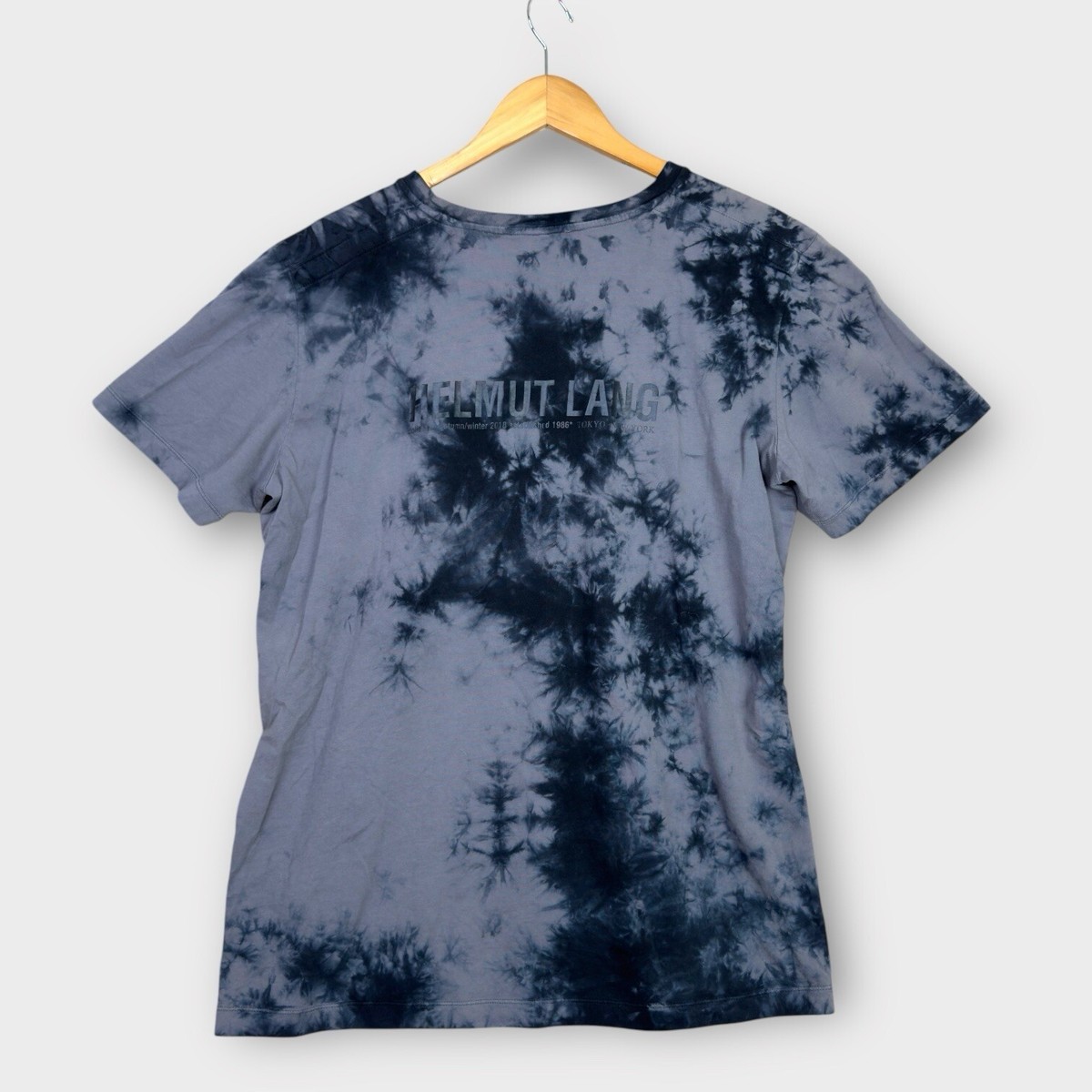 Helmut Lang Tie Dye Cotton T-Shirt Mens Medium Gray Black