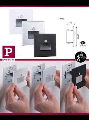 Paulmann LED Wandeinbauleuchte Edge Quadro 230V PIR Sensor in 3 Farben wählbar