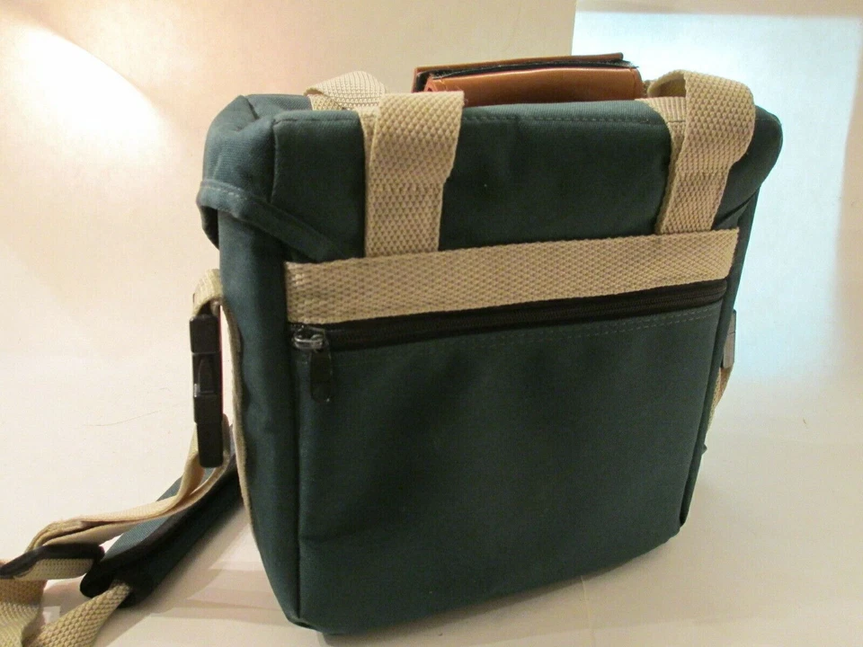 Bolsa organizadora verde para cámara Canon bolsillos correa para el hombro DSLR SRL llevar 12x7x8 Foto 3 de 4