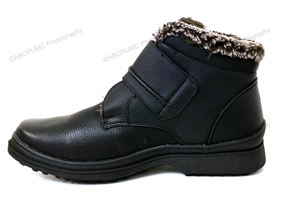 NUEVO EN CAJA Botas de Invierno para Hombres Negras Forradas de Piel Gancho y Lazo Tobillo Cálidas Zapatos para Nieve Tallas Foto 4 de 4