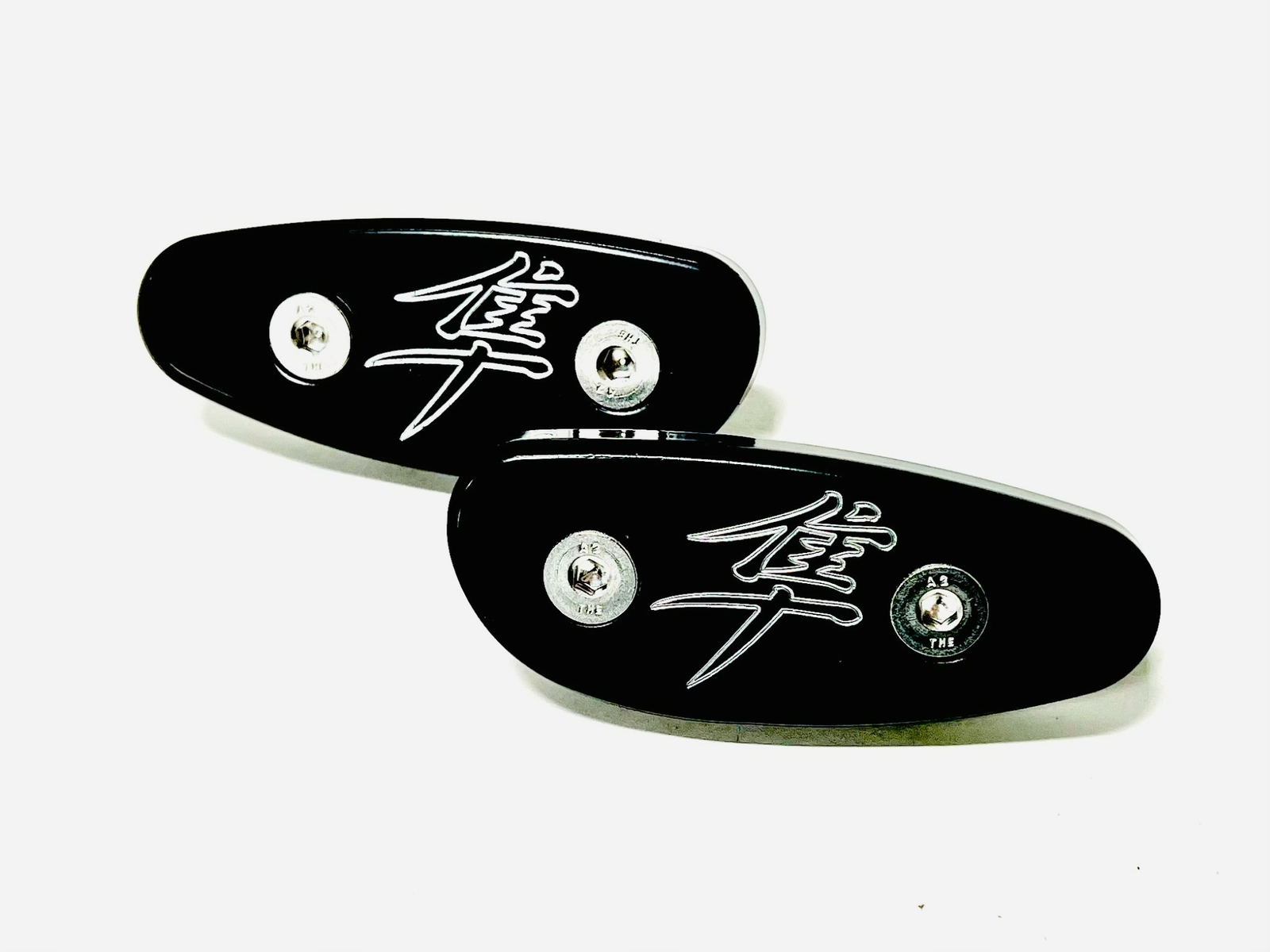 HAYABUSA KANJI ENGRAVED BLACK CONTRAST MIRROR BLOCK OFFS 99-07 SUZUKI HAYABUSA