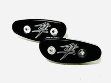 HAYABUSA KANJI ENGRAVED BLACK CONTRAST MIRROR BLOCK OFFS 99-07 SUZUKI HAYABUSA