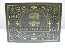 Aberdeen Oak 6-Piece Mixing Glass Set - Ice Molds, Strainer, Spoon