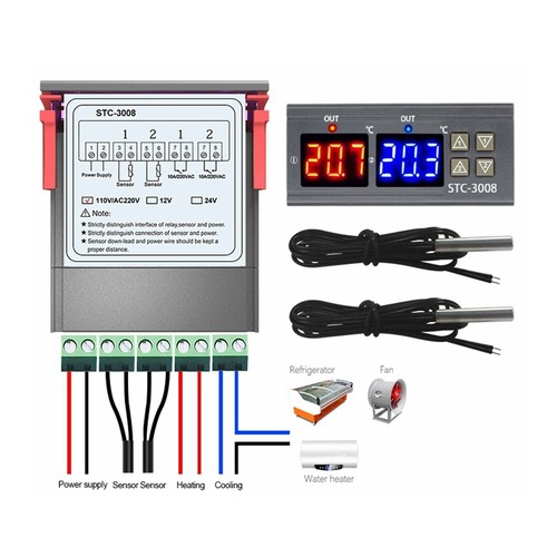 STC-3008 Digital 220V Temperature Controller Temp Sensor Thermostat Control - Picture 6 of 11