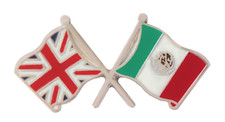 Mexico Flag & United Kingdom Flag Friendship Courtesy Pin Badge