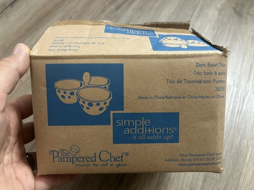Pampered Chef Simple Additions Polka Dots Trio Condiment Bowl Set New - Picture 7 of 11