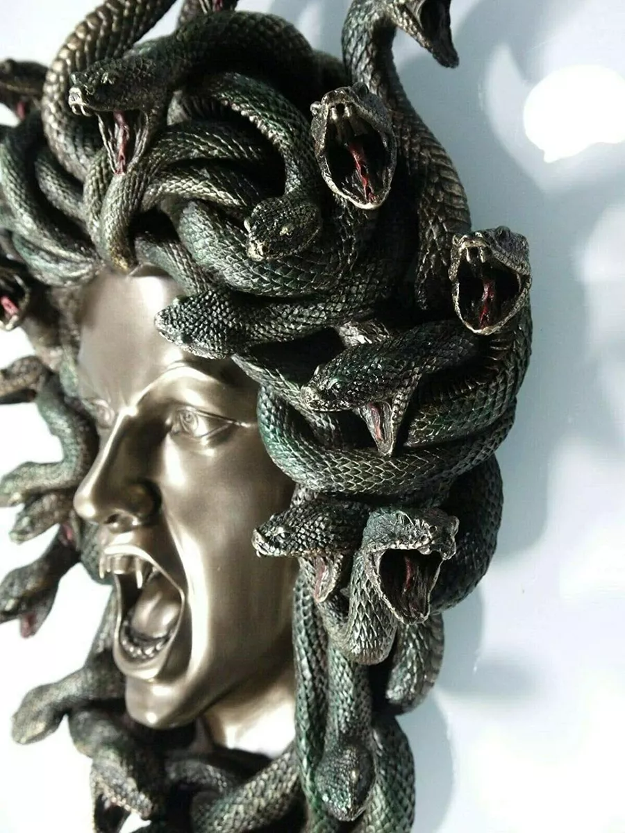 Medusa Mask - Snake-Haired Gorgon - Snake Lady - Monster Figure - Perseus  and Goddess Athena myth - Small - Cold Cast Bronze Resin