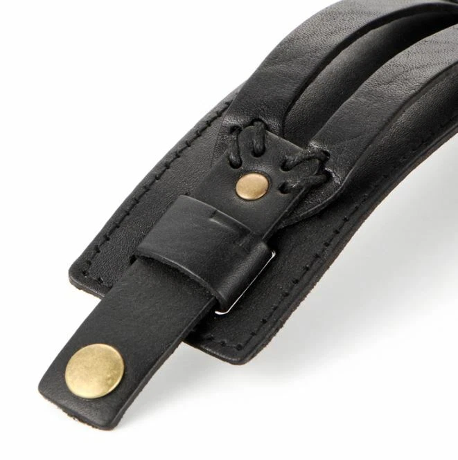 Breites Echt Leder Armband Lederarmband  Vintage Retro Punk Biker schwarz NEU - Bild 3 von 4