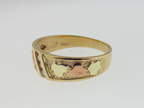 Estate Diamonds Band Solid 10k Two-Tone Gold Ring FREE Sizing - Image 3 of 4