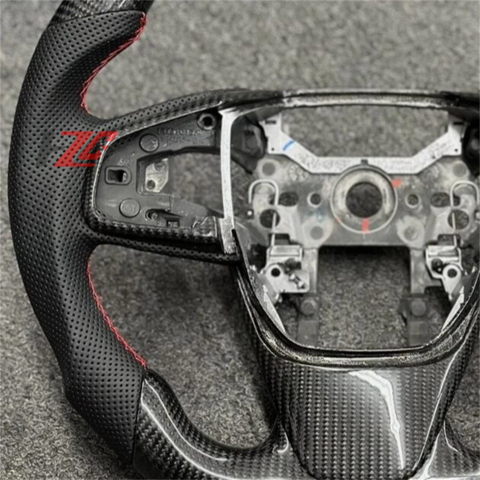Ajuste para volante Honda CR-V 2017-2021 personalizado fibra de carbono cuero negro Foto 3 de 4