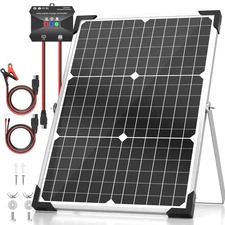 Solar Panel Kit 30W 12V, Solar Battery Trickle Charger Maintainer, Waterproof...