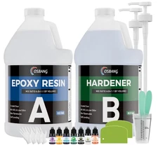 Epoxy Resin 1 Gal Clear Non-Yellowing UV Resistant Kit with Hardener & Tools