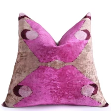 Mirrored Magenta Velvet Pillow – 16x16” | Handmade Silk Luxe