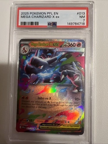 MEGA CHARIZARD X Ex, 2025 Phantasmal Flames 13/94 English PSA 7