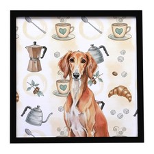 Caroline's Treasures Red Saluki Coffee Bar encadré impression métal WDK7597MFP88