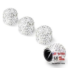 Tire Valve Stem Caps, Handmade Crystal Rhinestone 4 Pack White