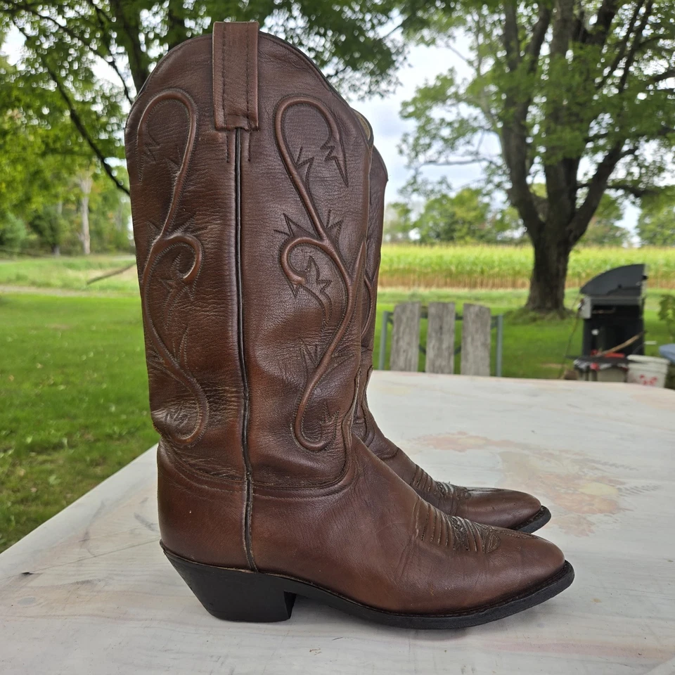 Botas vaqueras de cuero marrón vintage Dan Post para mujer talla 7M DP3211R Foto 4 de 4