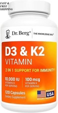 1-3 PCS Dr. Berg  s Nutritionals 100mg Vitamin D3  K2 Supplement - 120 Capsules