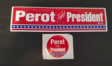 Vtg Ross Perot for President Bumper Sticker & 2 Round Stickers New Dead Stock