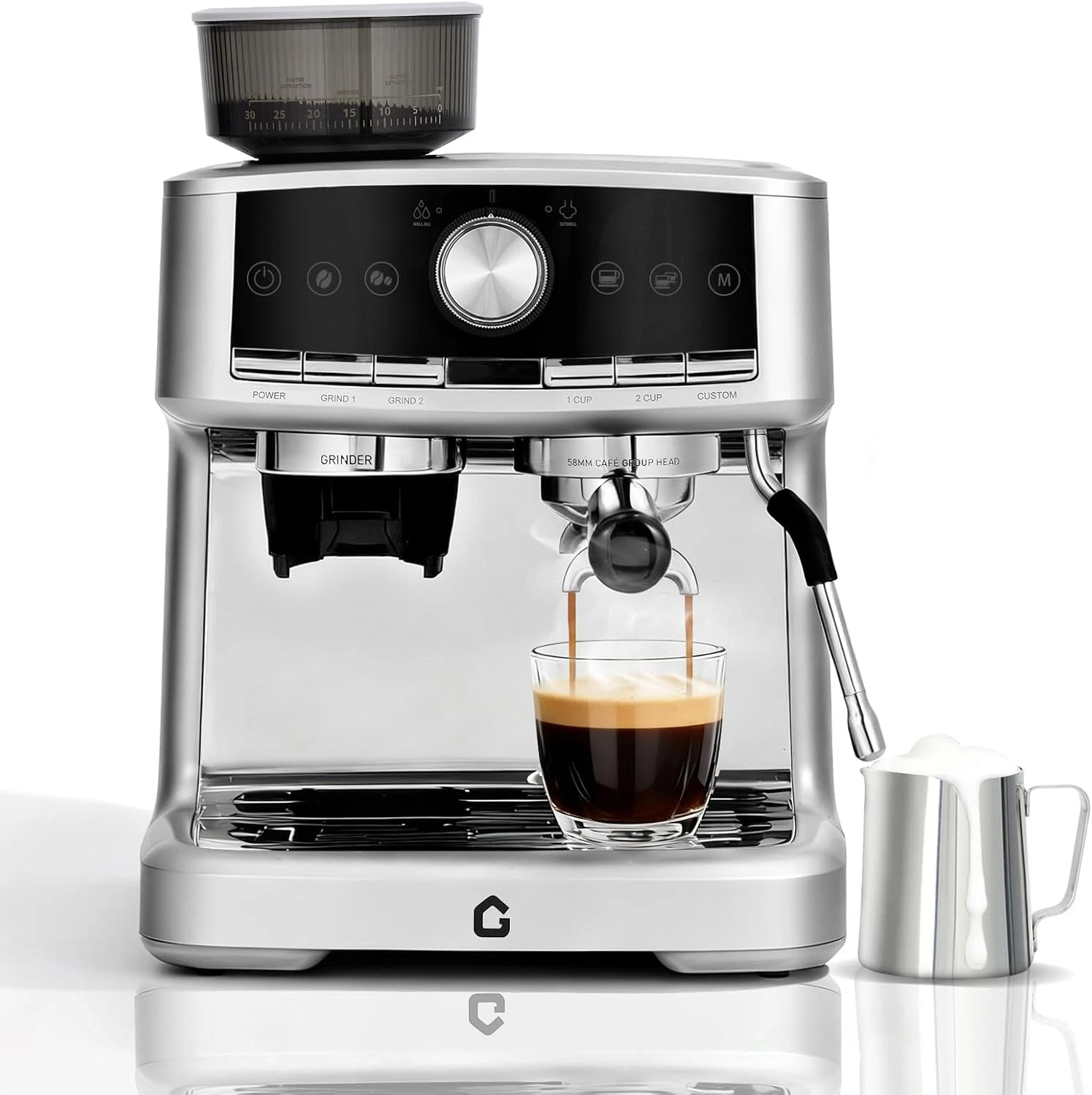 20 Bar Stainless Steel Espresso Machine with Grinder & Milk Frother