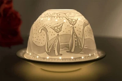 Dome Light Nr. 30041 Katzen - Teelicht Windlicht Dekoration Porzellanteelicht - Bild 1 von 4