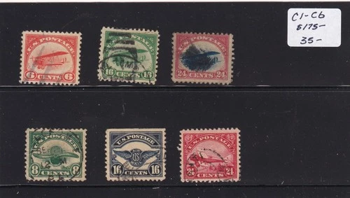U.S. Scott #C1-C6, used Airmail, cat $175 (s33929)