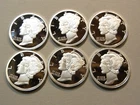 (6) 1/10TH OZ .999 FINE SILVER ROUNDS MERCURY DIME DESIGN