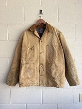 Vintage 1980s distressed carhartt blanket lined chore jacket size X-large