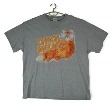 Check Meowt Cat T-Shirt Adult 2XL Gray Graphic Tee Port and Company