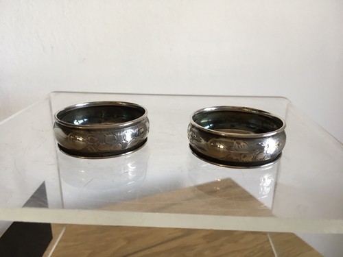 Antique Francis Webb Birmingham Hallmarked Silver Pair of Napkin Rings 1920 - Picture 8 of 9