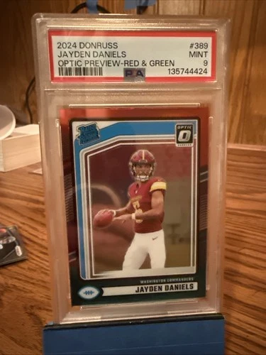 2024 Donruss - Rated Rookie Jayden Daniels Optic Preview Red & Green (RC) PSA 9