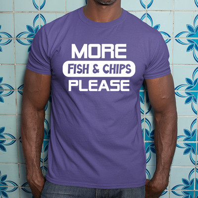 T-Shirt More Fish & Chips Please lustig Feinschmecker Streetfood Fisch Pommes Liebhaber Geschenk
